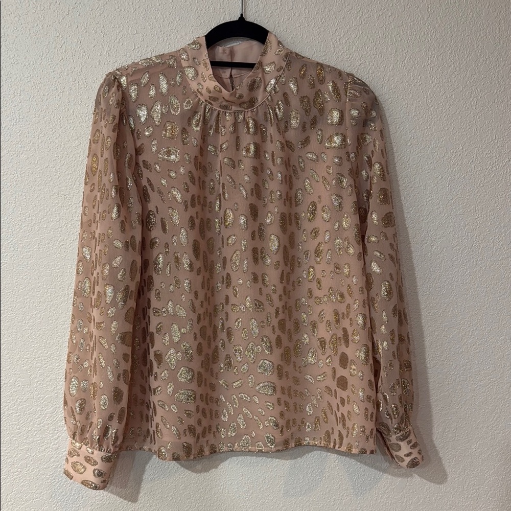 Loft- NWT- Elegant Gold Patterned Blouse